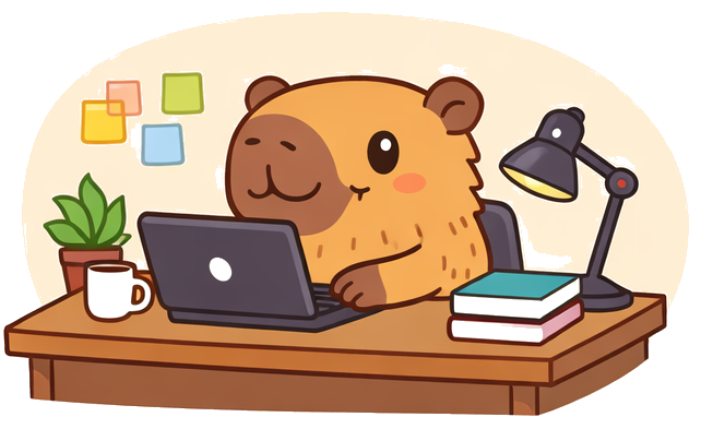 Capybara at desk